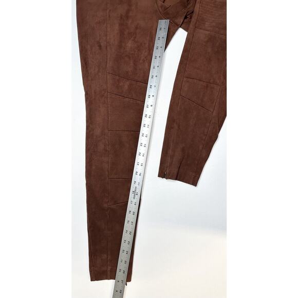 Sundance Pants Womens 8 Faux Suede Brown Legging Skinny Moto Zip Hem Academia - Picture 12 of 14